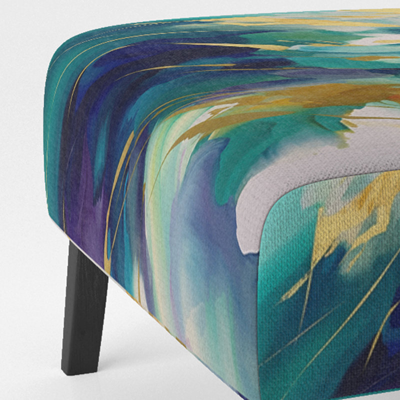 Fauteuil de chambre moderne et doré à motif géométrique or et turquoise - II