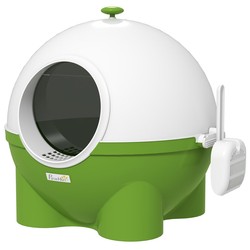 Plastic Litter Box Enclosure with Scoop, Green