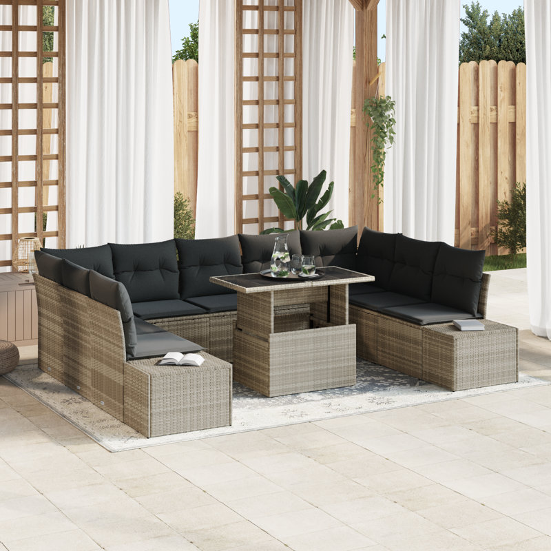289cm Wide Patio Sofa with Cushions