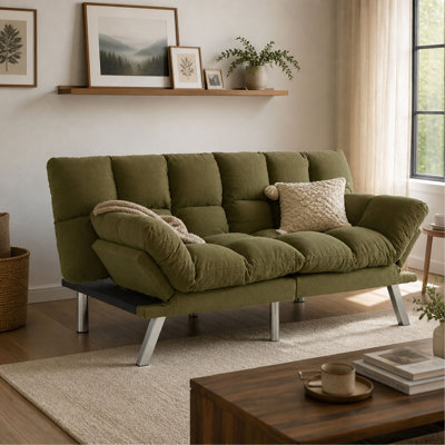Multifunctional Foldable 2-Seater Sofa Bed in Corduroy Fabric for Living Rooms and Apartments