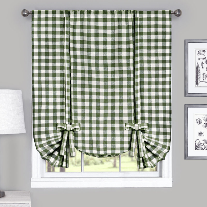 Tejeda Plaid Tie-Up Window Valance, Sage