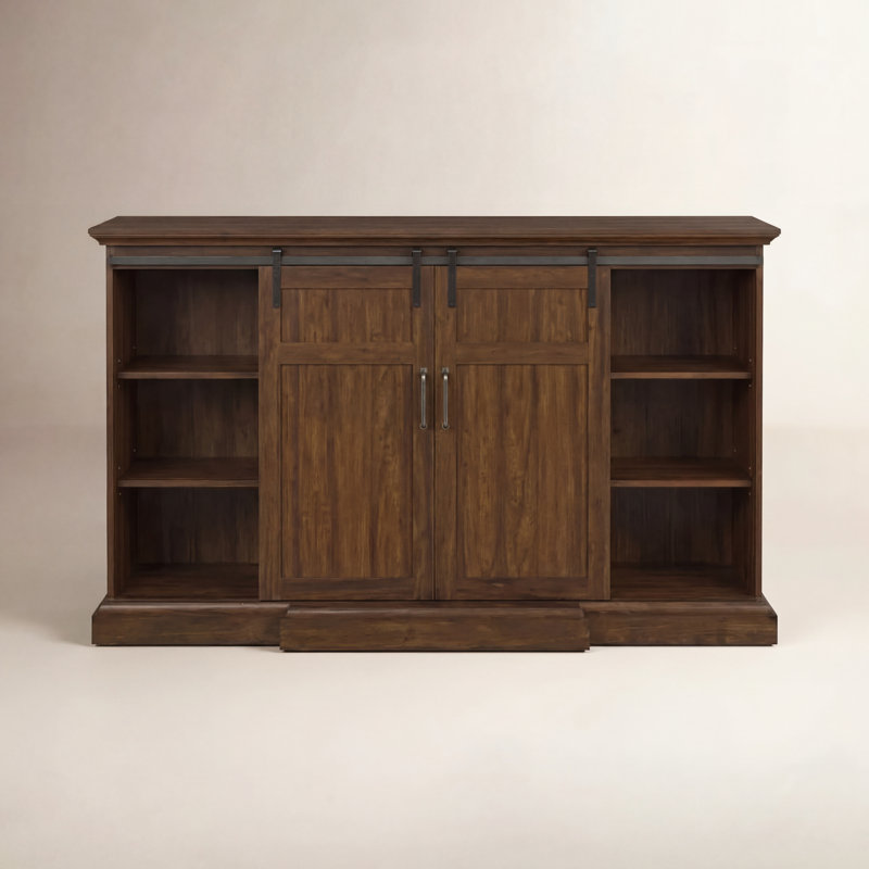 Virginia 68" Infrared Electric Fireplace Entertainment Center in Espresso w/ 28" Firebox & Barn Doors