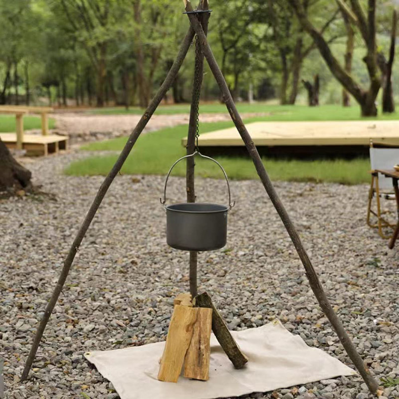 Les accessoires pour trépied de camping transforment les branches en trépied de feu de camp pour la cuisine, Noir