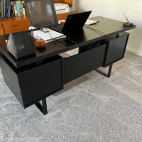 Wade Logan® Bansilal Computer Desk, Home Office, Laptop, Left, Right  Set-Up, Storage Drawers, 60L, Metal, Laminate & Reviews