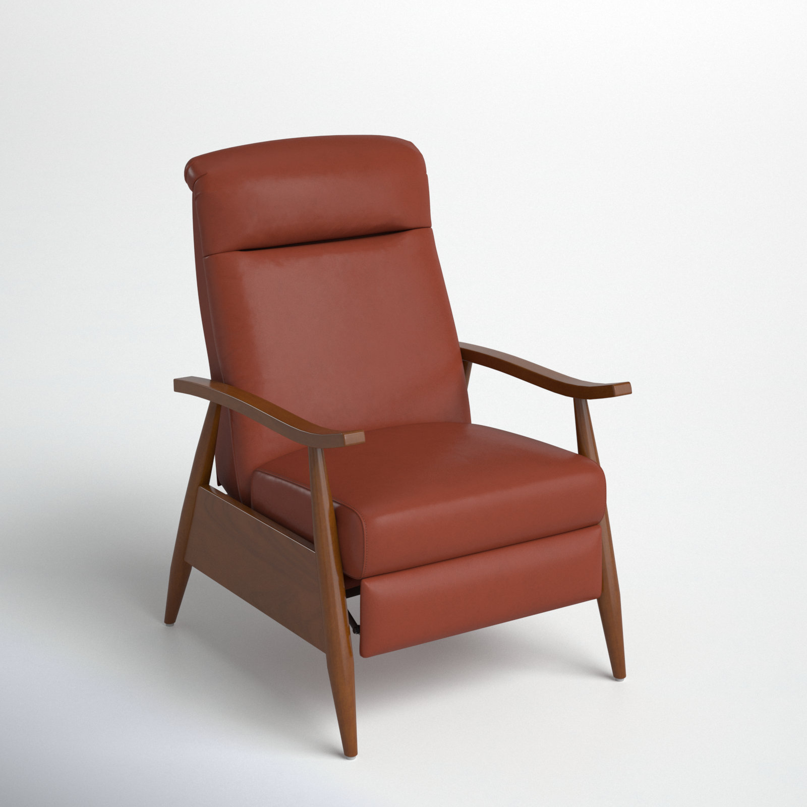 Imona 30" Genuine Leather Manual Recliner, Caramel Pebbled Genuine Leather
