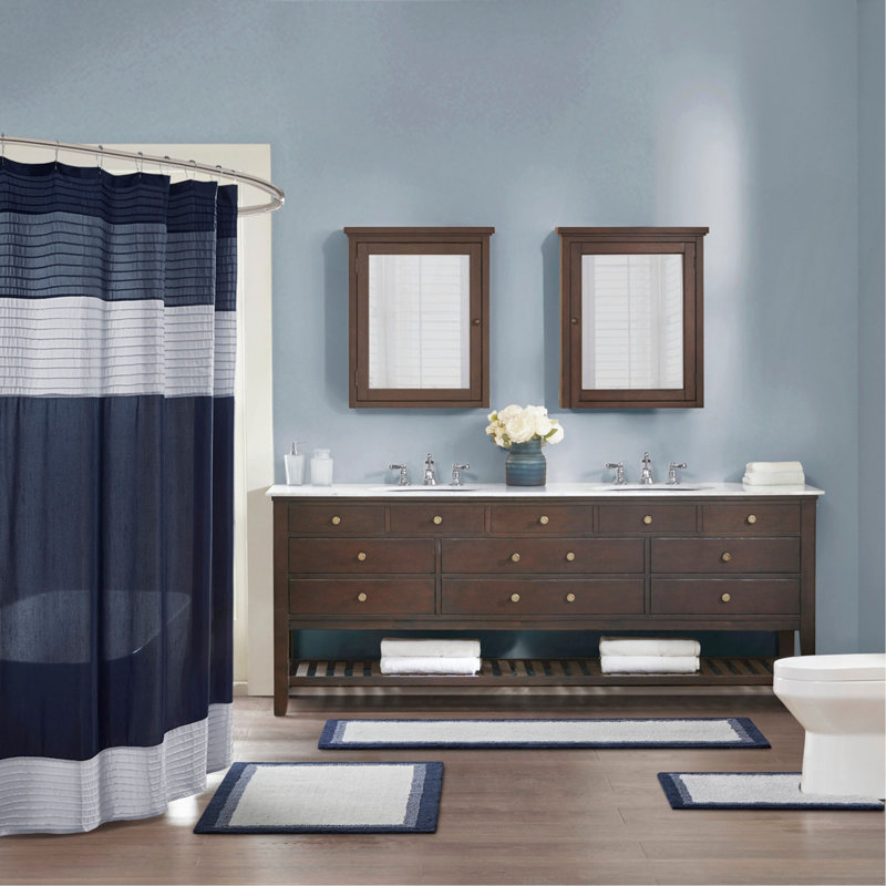 Cotton Tufted Bath Rug, Single - 2' x 5', Navy