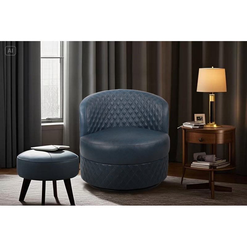 Fauteuil d'appoint pivotant en cuir véritable Zanvera