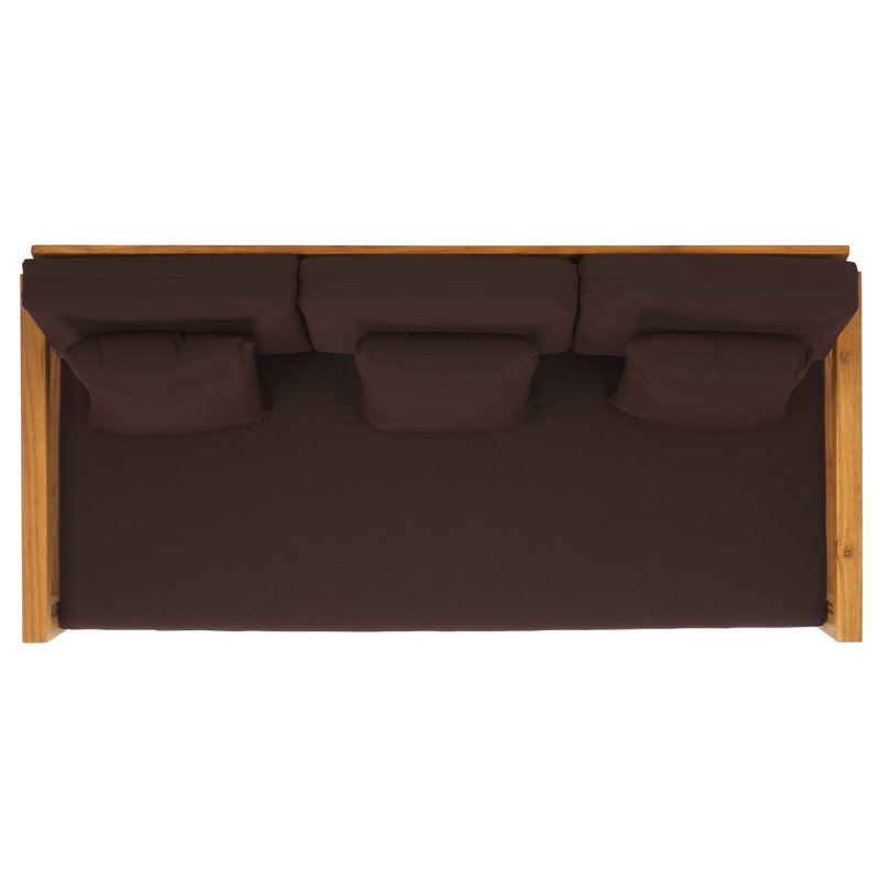 Montford Teak Patio Sofa with Cushions, Dark Brown Melrose