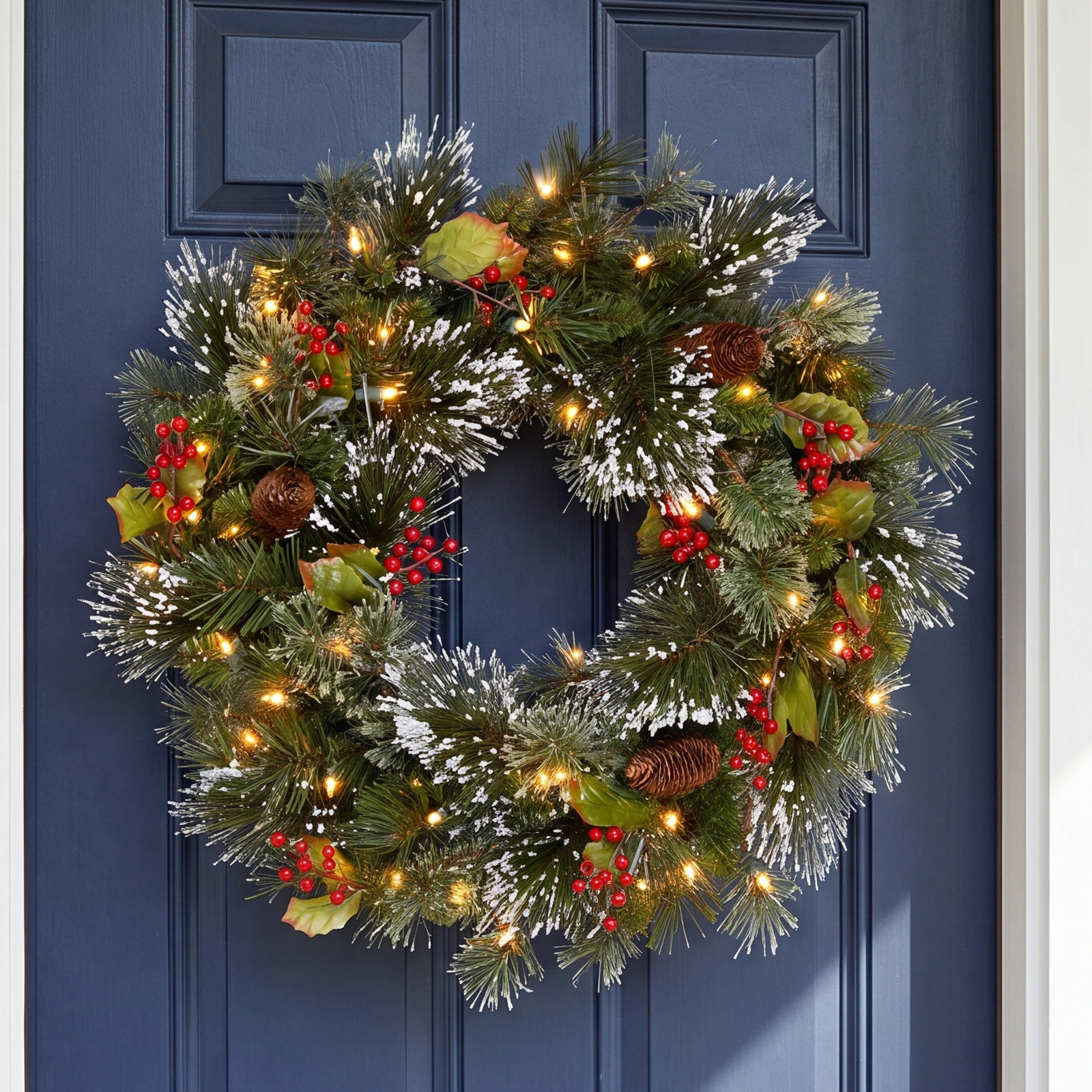 24" Pre-Lit Pine Wreath