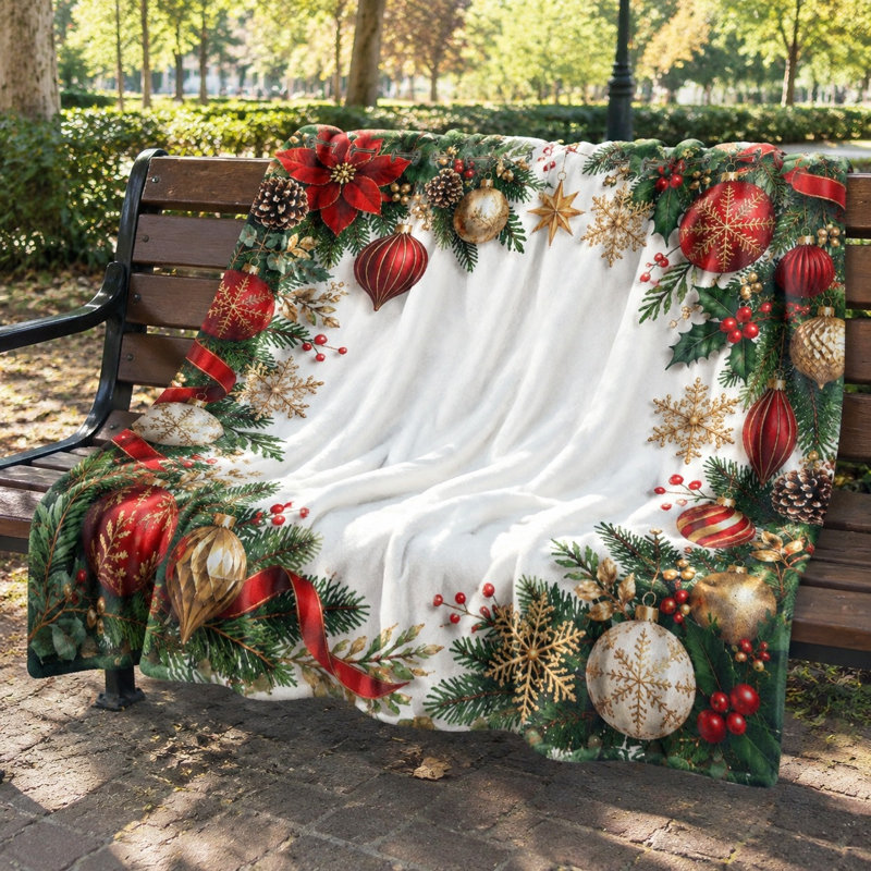 Festive Christmas Throw Blanket, Cozy Holiday Decor Fleece Blanket for Sofa Couch Bedroom Living Room Home Cozy Winter Gifts