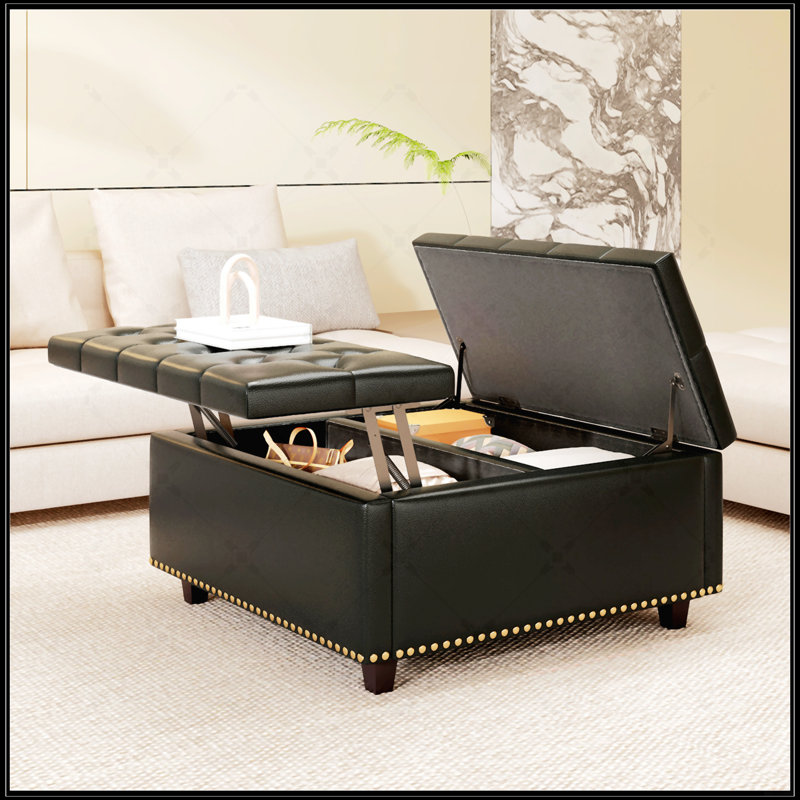 Banc de rangement carré, Noir
