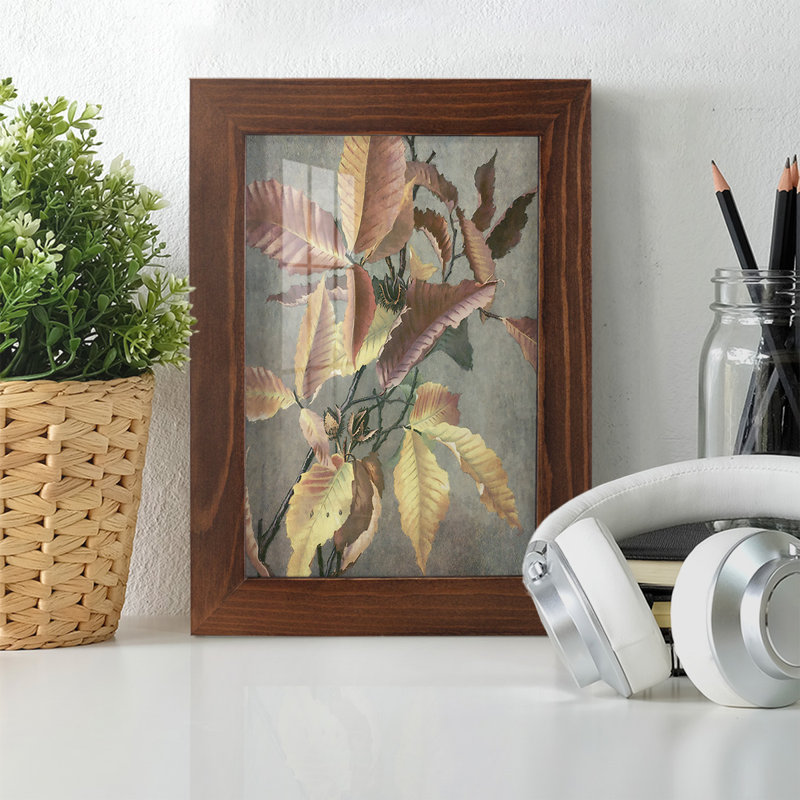 Ancien automne I encadré sur papier, L 6 po x H 8 po x P 1 po, Cadre châtaignier
