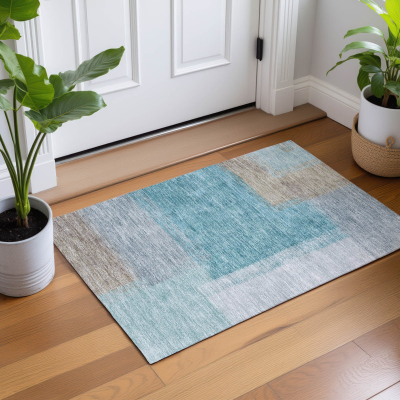 Machine Washable Indoor/Outdoor Molewski ACN2341 Abstract Rug, Rectangle 1'8" x 2'6"