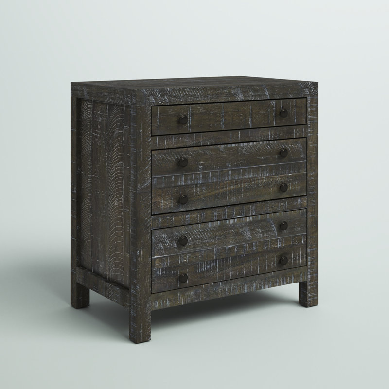 Table de chevet en bois massif à 3 tiroirs Randal