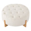 Repose-pieds rond capitonné 32 po avec pieds en bois massif, table basse moderne avec boutons capitonnés, lignes passepoilées, repose-pieds en chenille pour le salon-395992832
