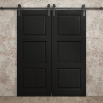 Modern Double Barn Door | Ego 5010 | Rail Track Set | Solid Panel Interior Doors