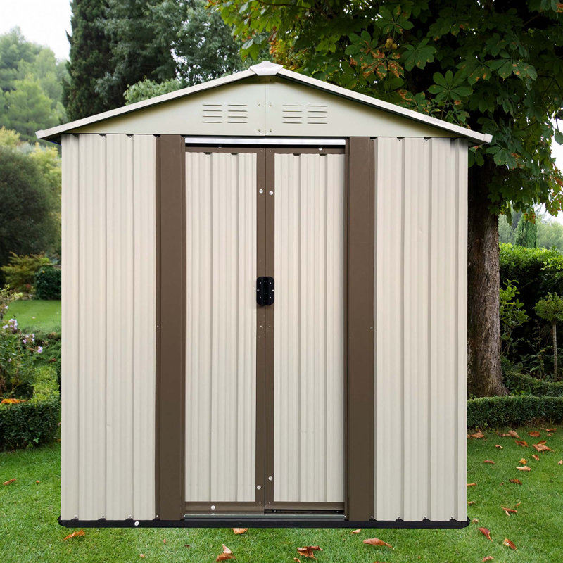 Abri de jardin pour l'extérieur avec toit Apex 5 pi x 3 pi, Blanc, crème