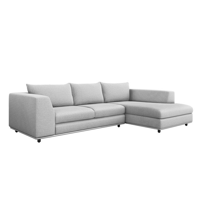 Comodo Chaise Sectional, Right Hand Facing, Walnut, Cameo 100% Polyester