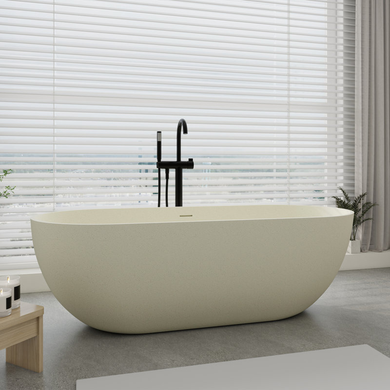 69" Freestanding Soaking Bathtub Solid Surface Stone Resin Soaking Tubs