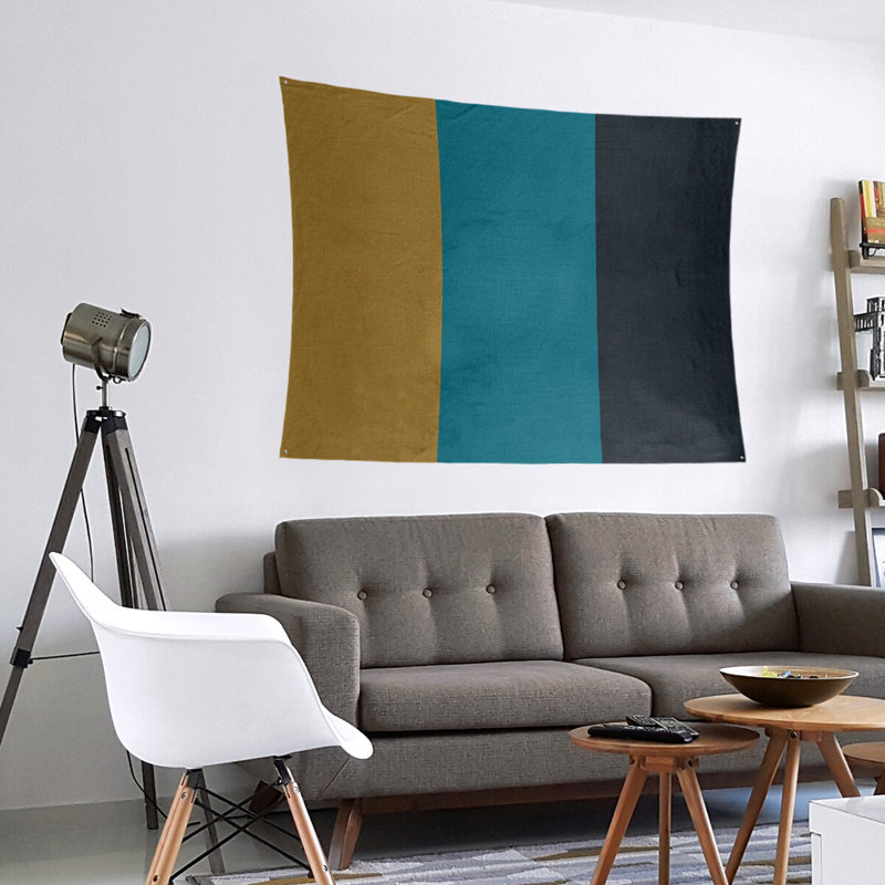 Tapisserie en polyester Jacksonville, H 27,5 po x l 37,5 po, Jaune / turquoise / noir