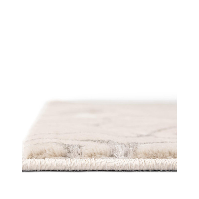 Tapis contemporain blanc et argenté Vincente, Carré 7 pi 10 po