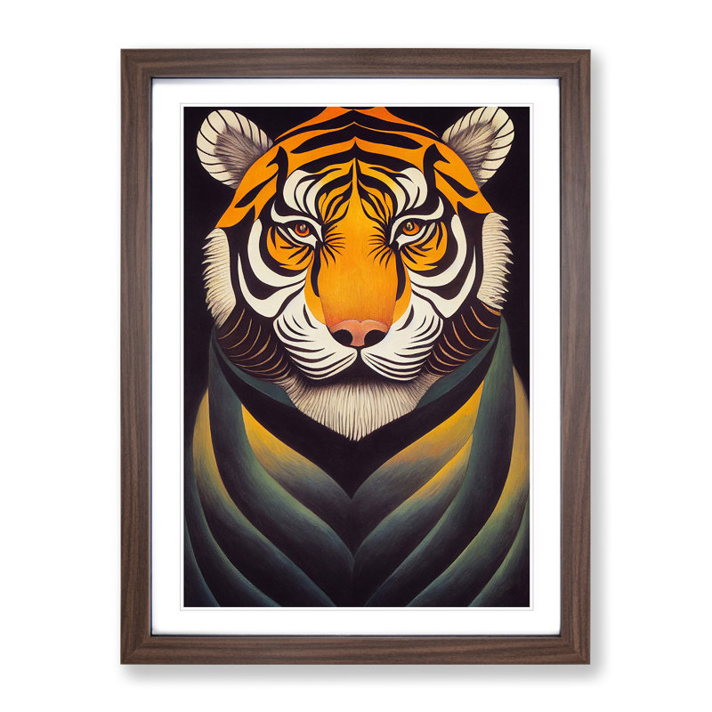 Artistic Tiger - Wall Art, 64cm H x 46cm W, Walnut Framed