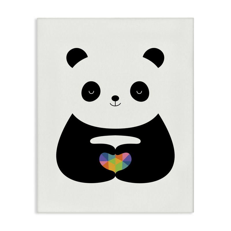 Art mural sur toile Panda & Geometric Heart, design par Andy Westface, H 20 po x l 16 po