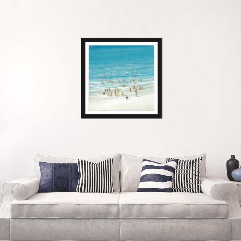 « ocean nage i », impression sur toile, Papier d'art encadré noir, Blanc, H 24 po x l 24 po x P 1 po