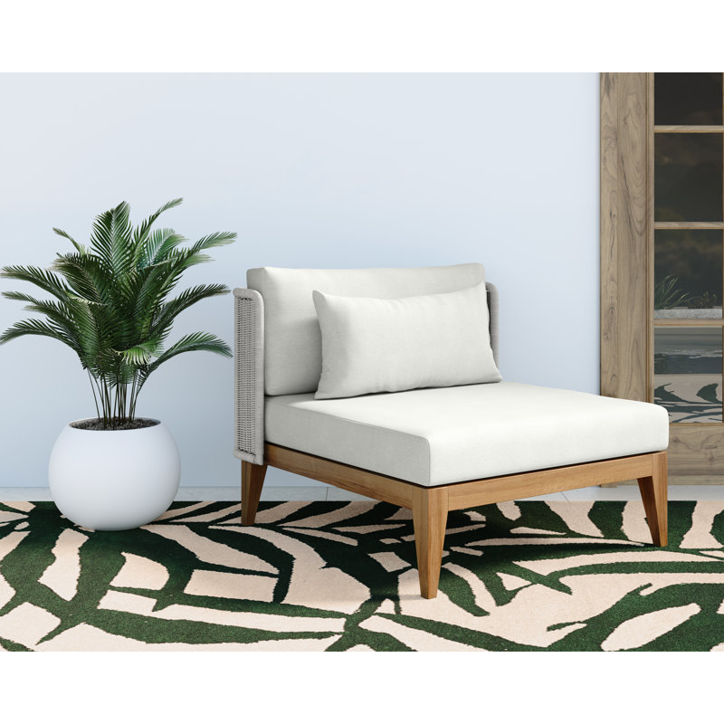 Ibiza Outdoor Teak Lounge Chair, Stinson White, Brown