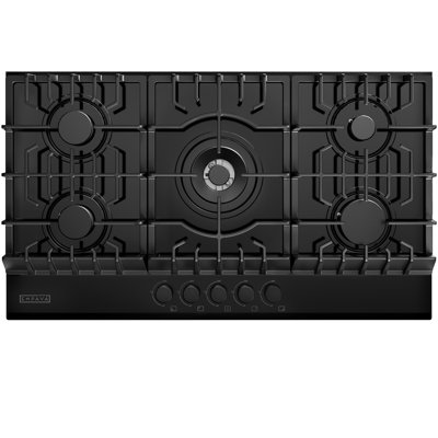 Empava 36 in. 5 Burners Recessed Gas on Glass Cooktop, in Black, with LP Convertible, CSA Certified, Kitchen Stove