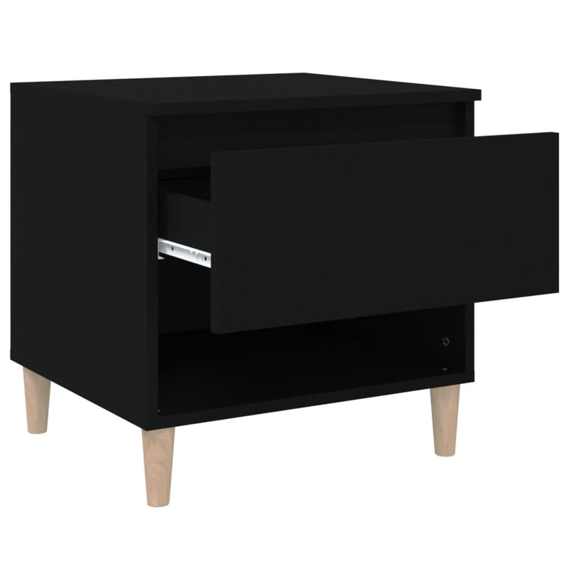 Catalina 50cm W Solid + Manufactured Wood Bedside Table, Black
