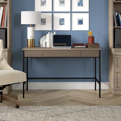 Nolan 47.88" W Ribbed Detailing Writing Desk with 3 Drawers