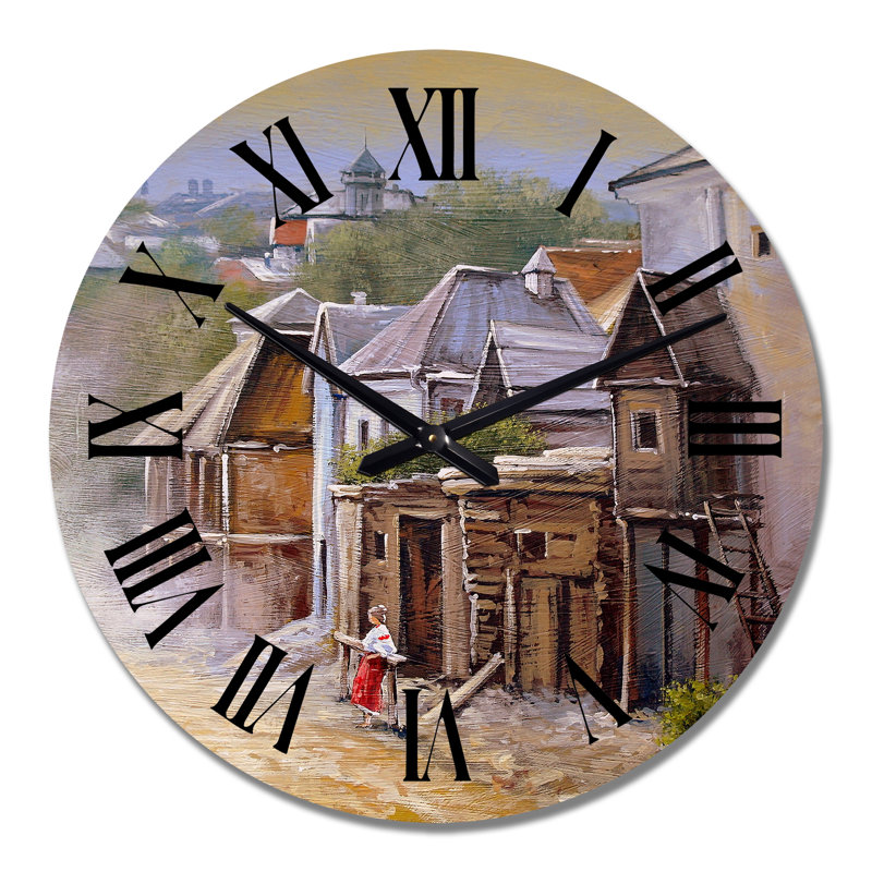 Vue rétro de la vieille Europe I - horloge murale rétro, Grand