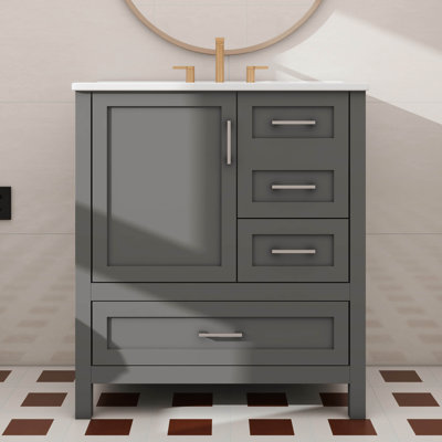 Armoire de rangement pour meuble-lavabo 30 po avec 3 tiroirs et plateau amovible