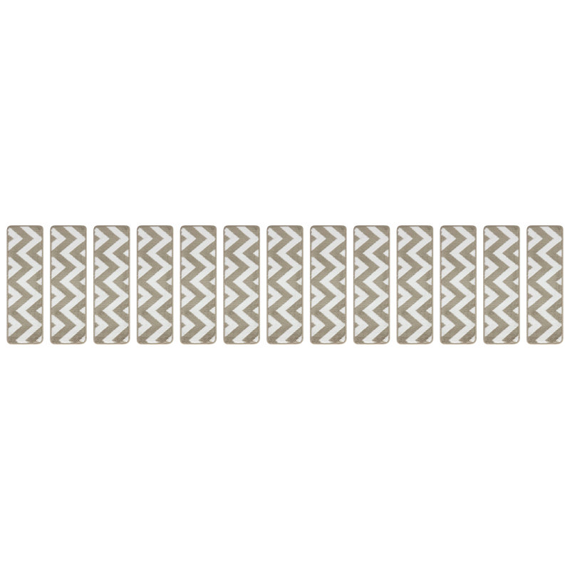 Tapis d'escalier intérieur antidérapant 9 po x 28 po Algenis, Beige-blanc