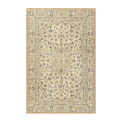 Tapis beige/bleu/brun traditionnel Abrar
