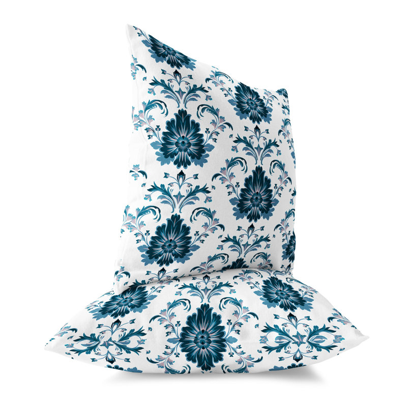 Turquoise and Pink Floral Faux Suede Square Throw Pillow