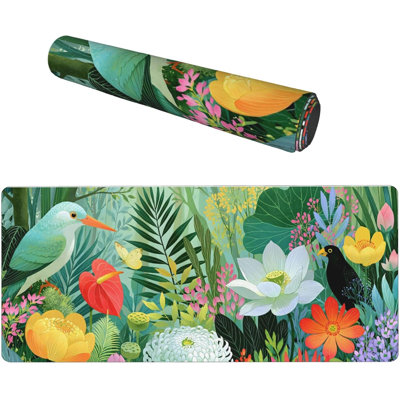 Mouse Pad Tropical Flower Extended Desk Mat Holiday Desk Decor, 15.7 x 31.5 in
