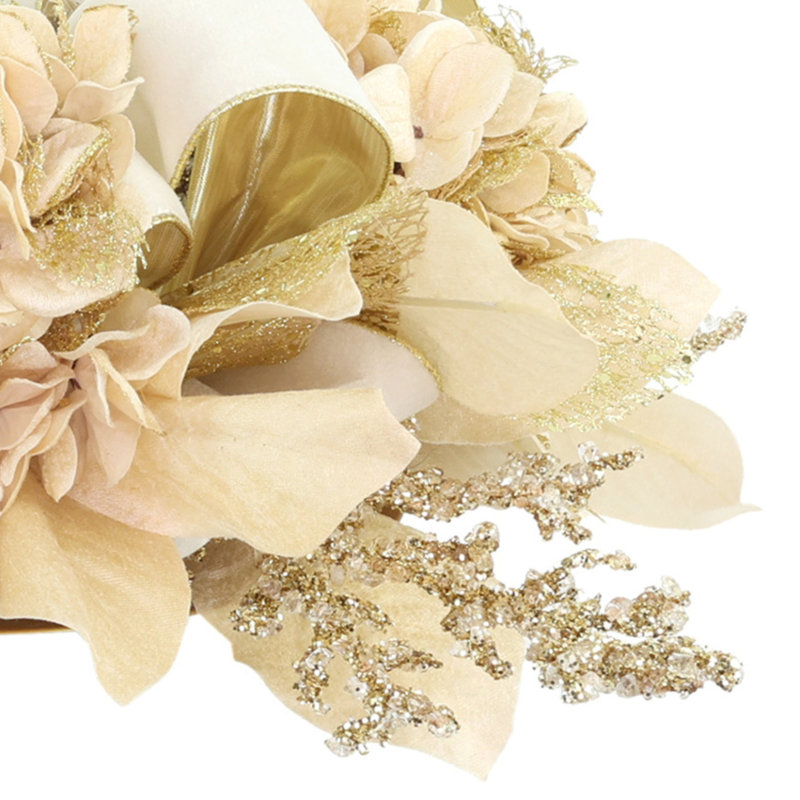 Holiday Candleholder with Hydrangeas and Leaves