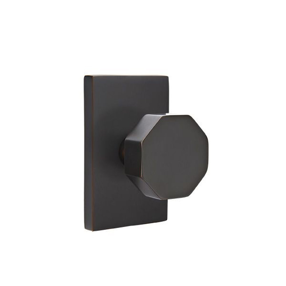 Octagon Passage Door Knob with Rosette, Oil Rubbed Bronze