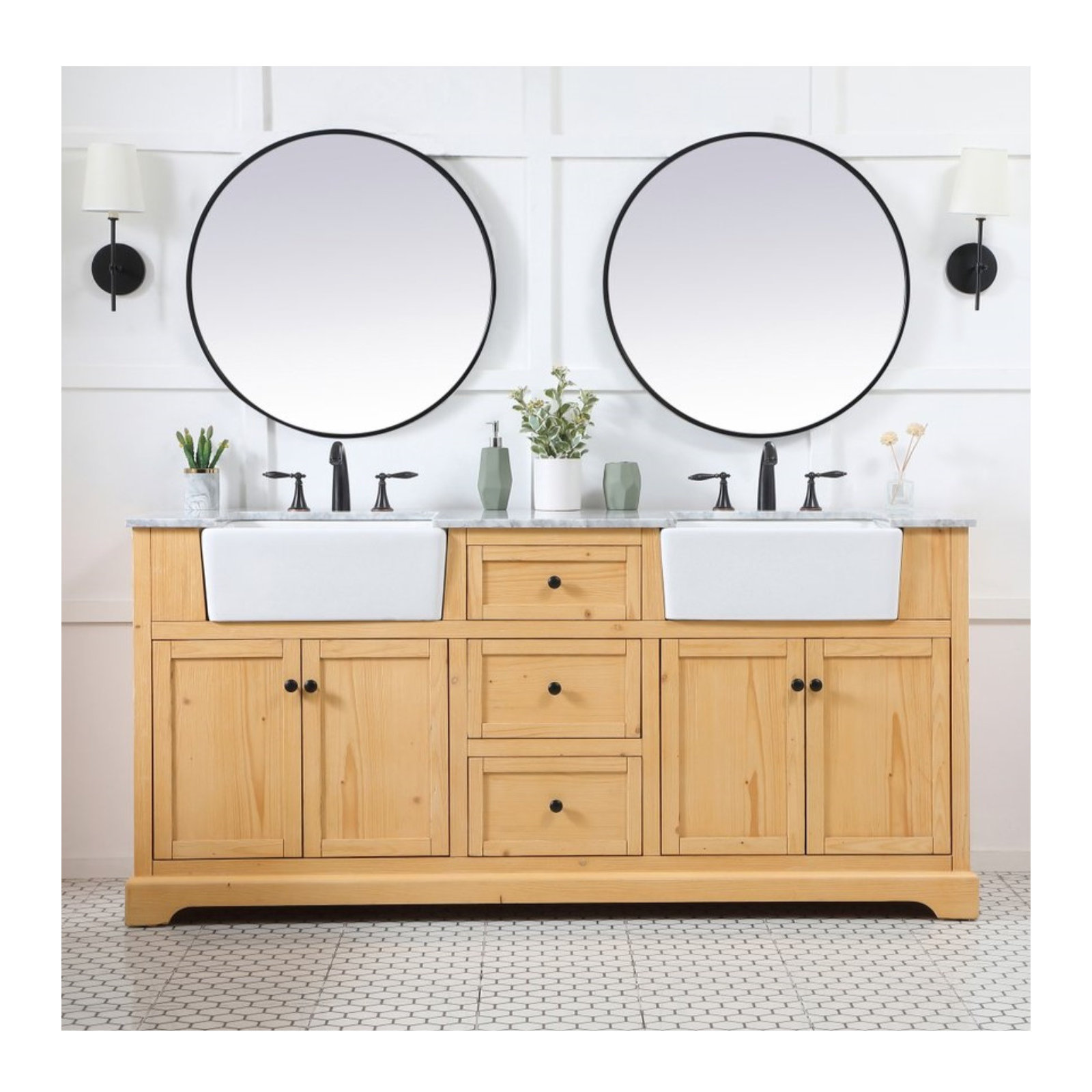 Pardue 72'' Double Bathroom Vanity, Natural Wood