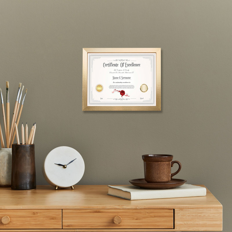 Melannco Certificate Frame, 11 x 14 Inch, Gold