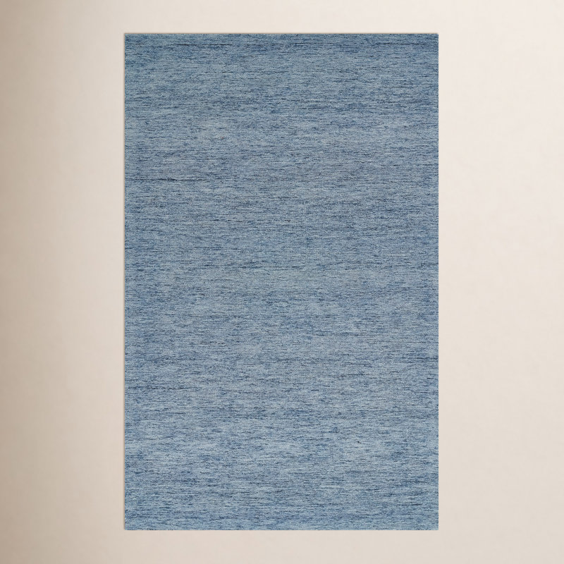 Tapis bleu / sable en laine touffeté à la main Zaley, Rectangle 9 pi x 12 pi