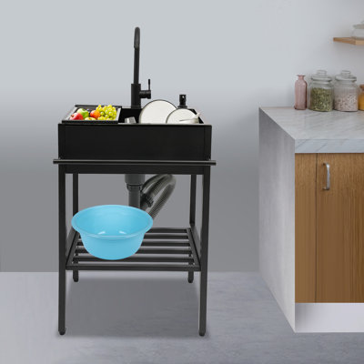 Freestanding Stainless Steel Sink With Faucet