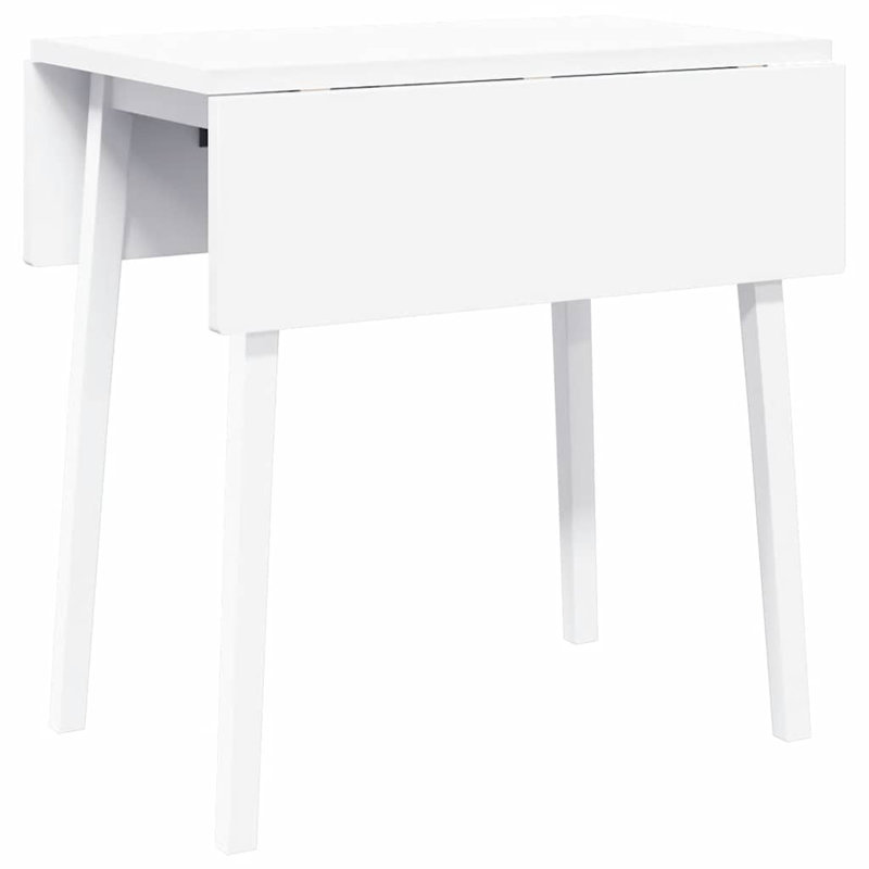 Dining Table Solid Wood Rubber, White, White