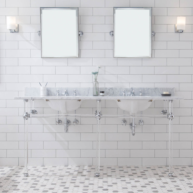 Empire Stone Oval Console Bathroom Sink with Faucet and Overflow, Chrome