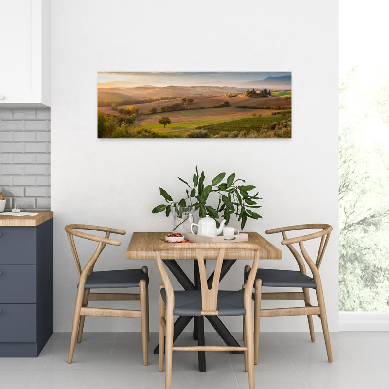 «Tuscan Morning Classic Peaceful Rustic Landscape Nature», art mural, H 12 po x l 36 po
