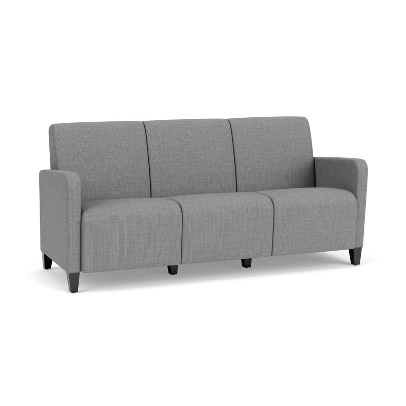 Fauteuil de réception 3 places Ravenna, Bois noir, Gris chambray