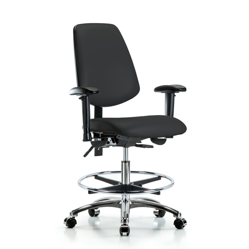 Mabel Vinyl Drafting Chair, Black, Casters, Included
