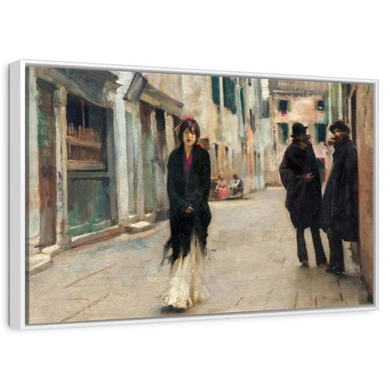 Rue à Venise 1882, Cadre flottant blanc, 40 po x 27 po